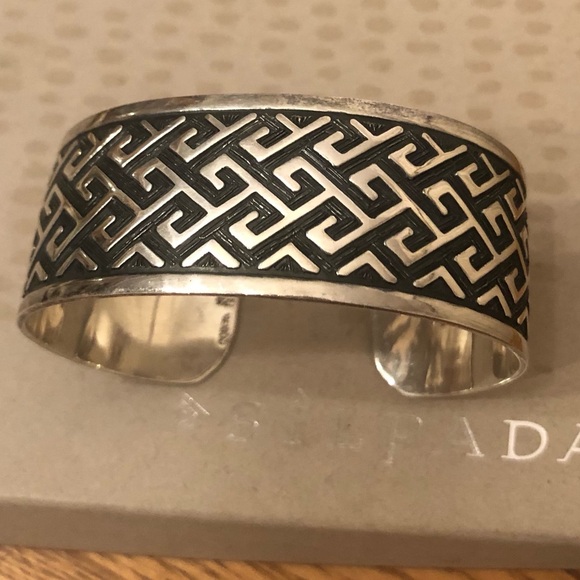 Rare Vintage Silpada Sterling Silver Aztec Design Cuff Bracelet B1165 - Picture 5 of 16